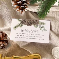 Winter Pine Cone Greenery Wedding Website Enclosure Card