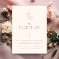 Formal Minimal Peach Color Wedding Reception Enclosure Card