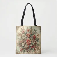 Elegant Vintage Christmas Flowers  Tote Bag