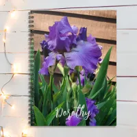 Pretty Purple Iris Floral Personalized Notebook