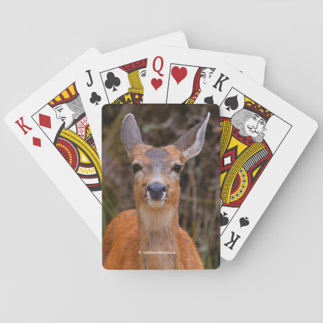 Funny Young Blacktail Deer Smiles at Photographer Poker Cards