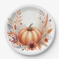 Baby Shower pumpkin autumn fall Paper Plates