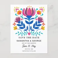 Mexican Floral Fiesta Save The Date Announcement Postcard