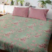 Cherry Blossoms in Pink and Teal Duvet Cover