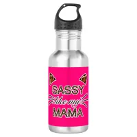 Sassy Like My Mama Leopard Print Whiskers and Ears Stainless Steel Water Bottle