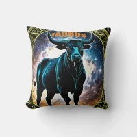 Taurus astrology sign throw pillow