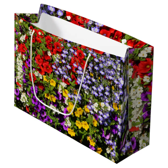 A Colorful Pastiche of Summer Annual Flowers Large Gift Bag