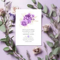 Purple and Ivory Floral Wedding Invitation