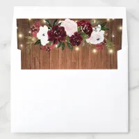 Rustic Wood Floral Lights Burgundy Blush Wedding Envelope Liner