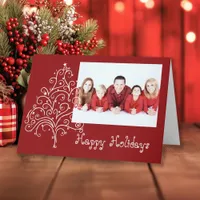 Christmas Tree on Red Happy Holidays Holiday Card