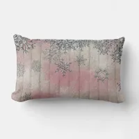 Snowflakes on Wood Merry Christmas Lumbar Pillow