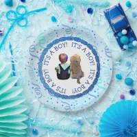 Baby Boy and His Dog Its a Boy Baby Shower Paper Plates
