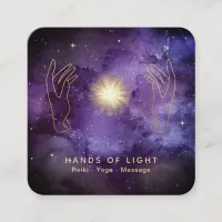 *~* Healing Light Hands  Universe Stars Cosmic Square Business Card