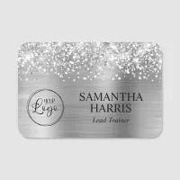 Glittery Silver Foil Logo Name Tag