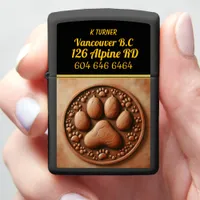 Artistic Paw Print Tile Adorning a Rustic Surface Zippo Lighter