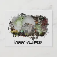 *~* OLD BARN SPOOKY BARN GHOST HALLOWEEN Postcard