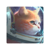 Cat Astronaut Metal Print