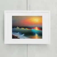 Ethereal Ocean and Sunset AI Art Canvas Print