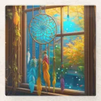 Dreamcatcher in Window Boho Glass Coaster