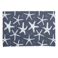 Starfish Navy Blue and White Patterned Coastal Pillow Case