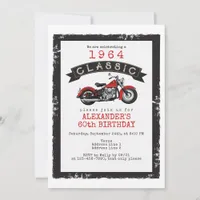 Any Age Vintage Classic Motorcycle Biker Birthday Invitation