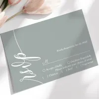 Dusty Sage Elegant Calligraphy Wedding RSVP Card