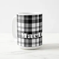 Simple Tartan Black and White Monogram Name | Coffee Mug