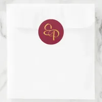 Yellow on Burgundy Script Monogram Envelope Seal