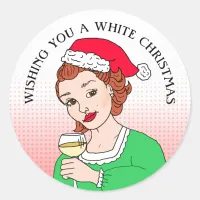 Wishing you a White Christmas Humor Holiday Classic Round Sticker