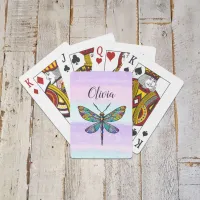 Colorful Stained Glass Dragonfly Wings Poker Cards