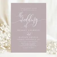 Dusty Lavender Simple Modern Script Wedding Invitation