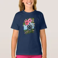 Personalized Photography Vintage Camera Flowers T-Shirt