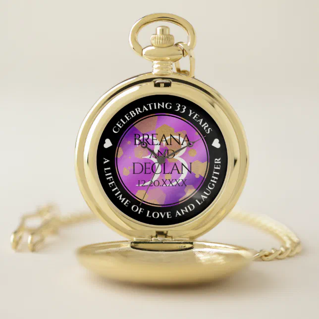 Elegant 33rd Amethyst Wedding Anniversary Pocket Watch