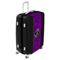 Elegant Purple Marble Black Diamond Monogram Luggage