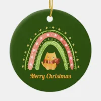 Christmas Cat And Rainbow Personalized Ornament