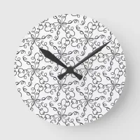 Black and White Swirls Round Round Clock