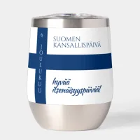 Suomen Kansallispäivä Finnish National Day Flag Thermal Wine Tumbler