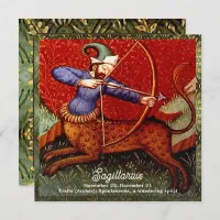 Sagittarius Horoscope Zodiac Medieval Art Birthday Invitation