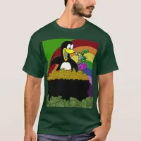 Penguin, Leprechaun, Gold and Rainbow T-Shirt