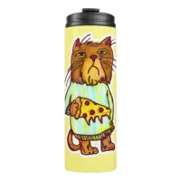 Grumpy Pizza Pet Funny Cat Art Marker Design Thermal Tumbler