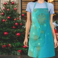 Glowing Festive Christmas Teal Winter Wonderland Apron