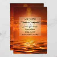 Sunset Orange Golden Sky Sea Gold Save the Date