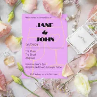 Simple Wedding invite date pink champagne love