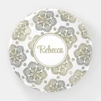 Retro Silver Gold Flower Pattern Paperweight