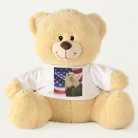 American Bald Eagle and Flag Tee on Teddy Bear Toy