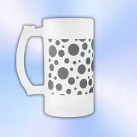 Black Polka Dots on White | Frosted Glass Beer Mug