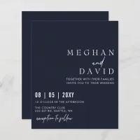 Budget Simple Modern Navy Wedding Invitation