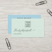 Pastel Green and Light Blue Business Card