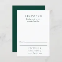  Simple Elegant Modern Emerald Green Wedding  RSVP Card