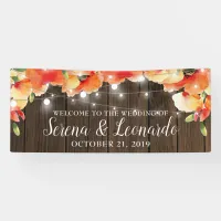 Rustic String Lights Poppy Wedding Welcome Banner